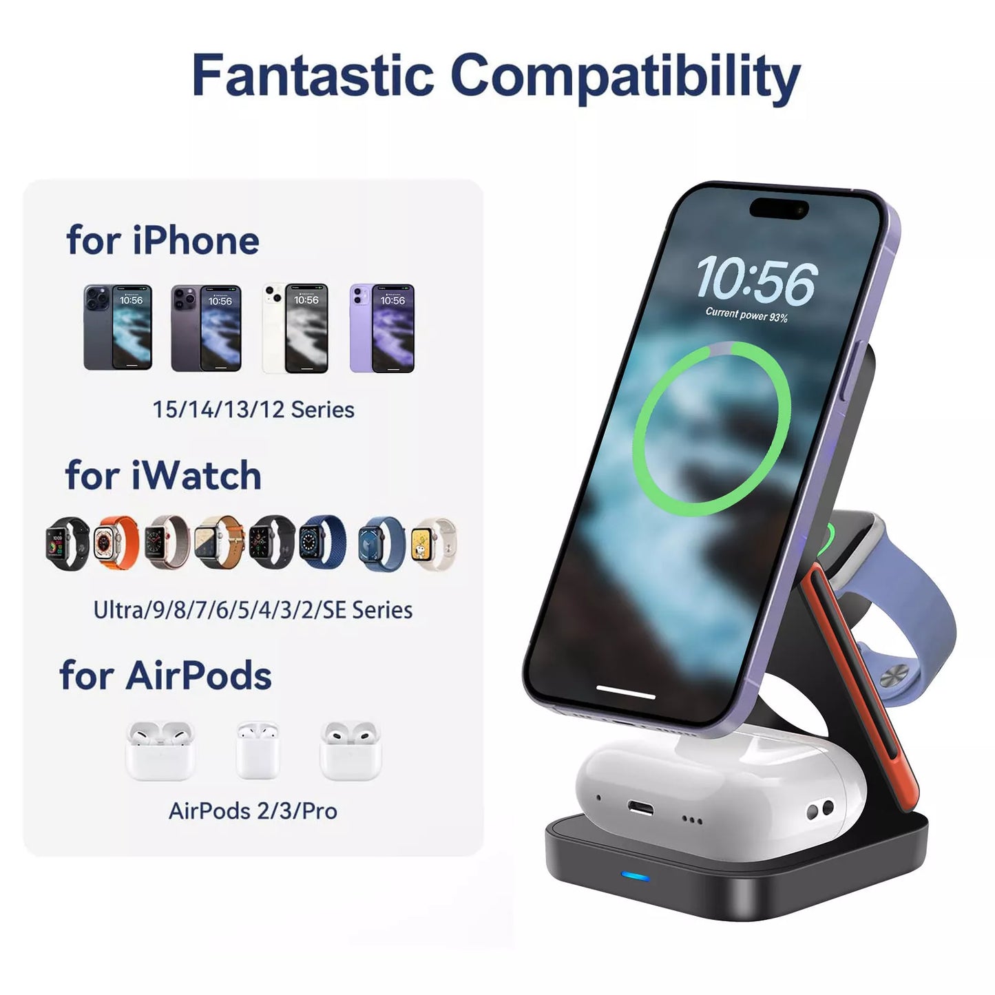 3-in-1 Foldable Magnetic Wireless Charger & Stand