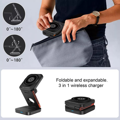 3-in-1 Foldable Magnetic Wireless Charger & Stand